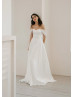 Off Shoulder Ivory Satin Tulle Chic Wedding Dress